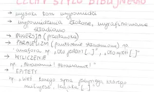 Cechy stylu biblijnego: paralelizm składniowy, np. "Oto jestem", "Oto ogień".