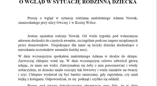 Jak napisać pismo do sądu rodzinnego, aby uzyskać pomoc dla dziecka