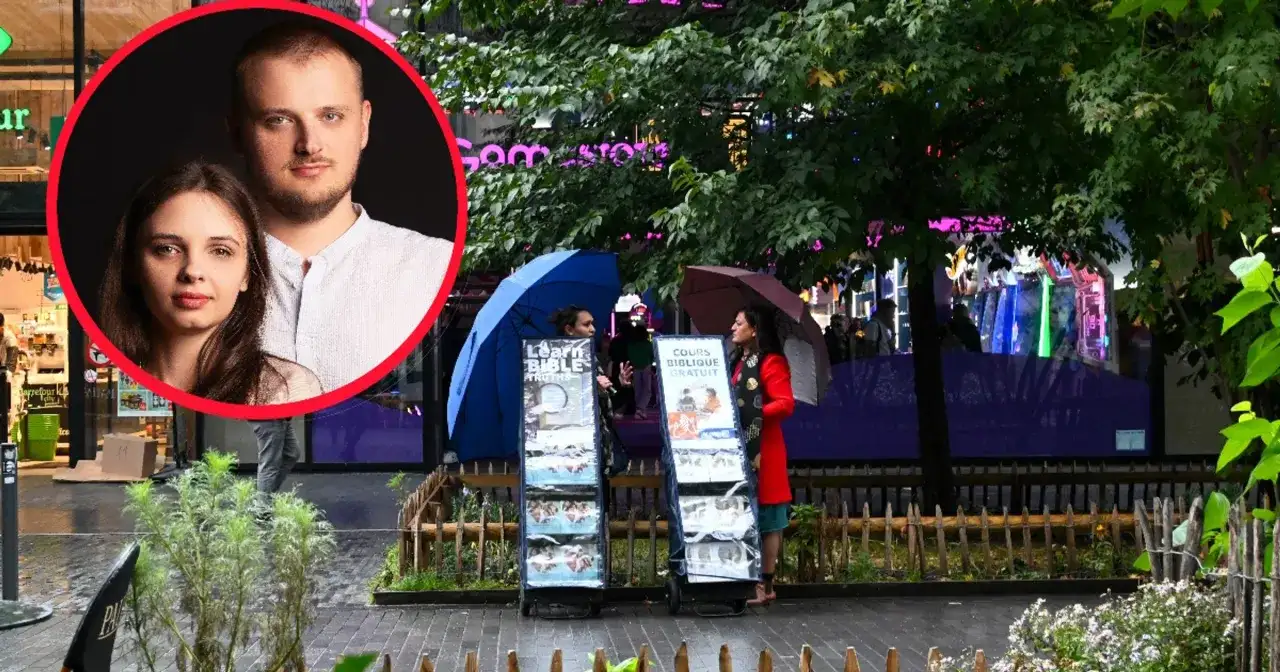 Para młodych świadków Jehowych oferuje darmowe kursy biblijne pod parasolami.