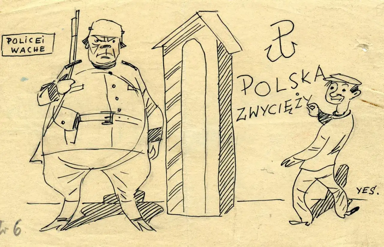 Zabawny pamflet co to: gruby żołnierz przy budce